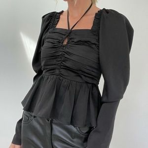 NWT six fifty ruched black top